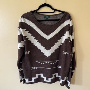 LRL Lauren Jeans Co Ralph Lauren XL Tribal Aztec Print Sweater.